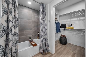Spacious tub and shower areas